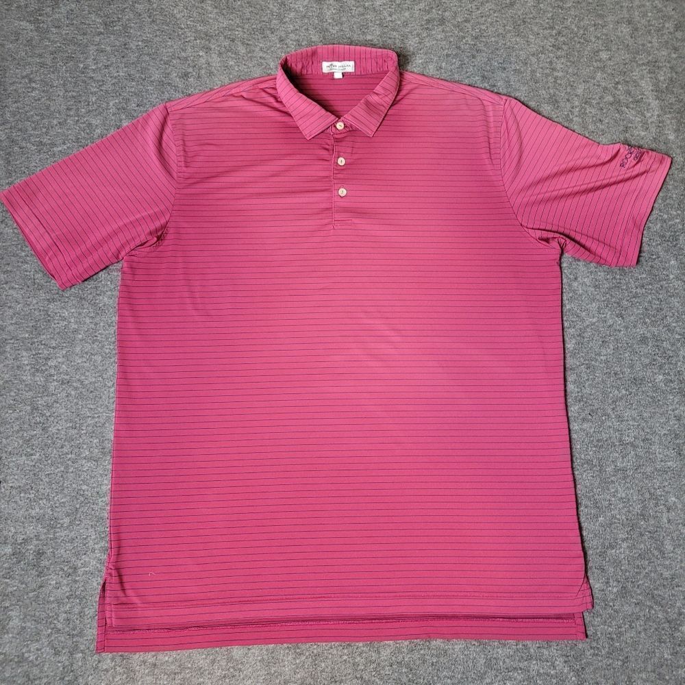 Peter Millar Summer Comfirt Mens Golf Polo Shirt Size XL Red Striped Rock Creek
